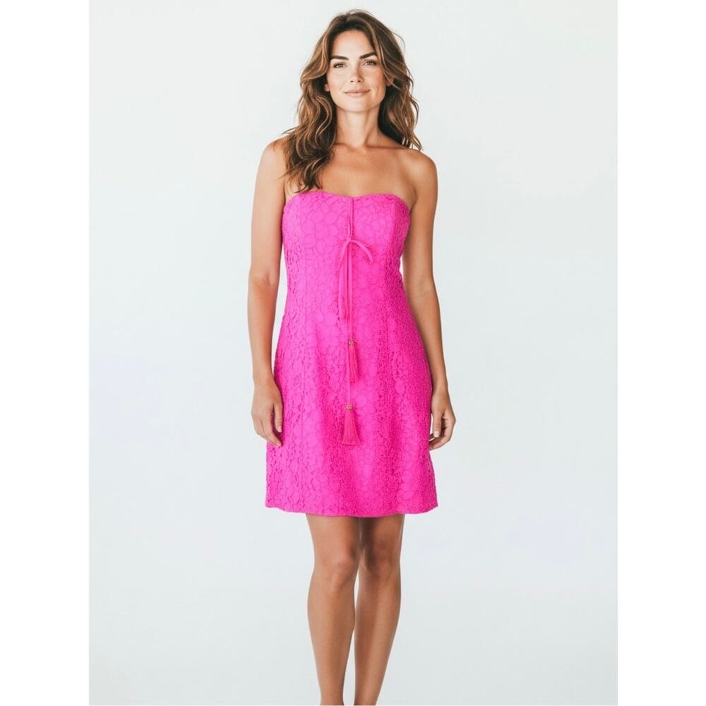 Lilly Pulitzer Corded Floral Lace Demi Dress Berry Sangria Pink Zorina Size 0